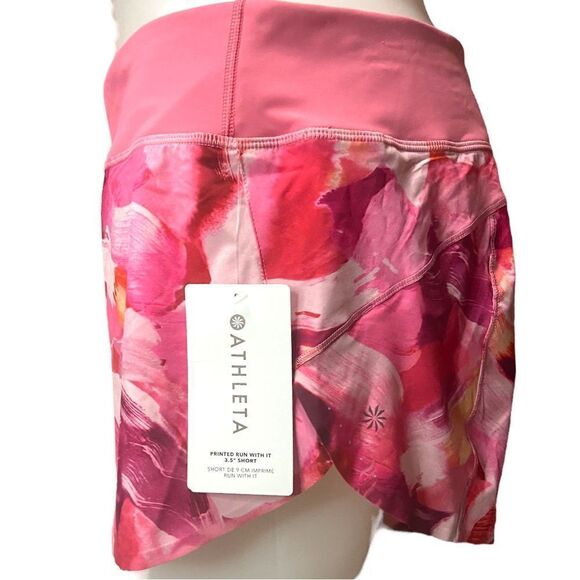 NWT Athleta Vibrant Pink Printed Run With It 3.5” Lined Short Size XL - Picture 6 of 14